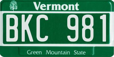 VT license plate BKC981