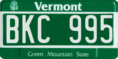 VT license plate BKC995