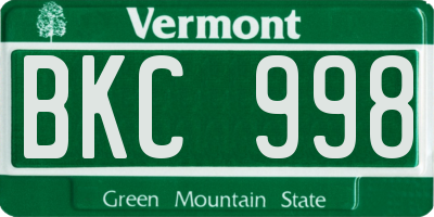 VT license plate BKC998