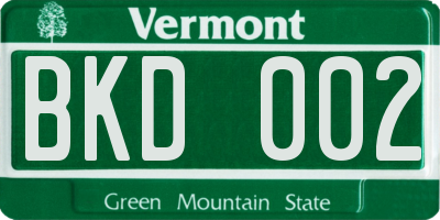 VT license plate BKD002