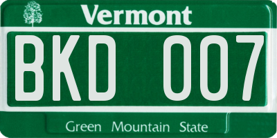 VT license plate BKD007