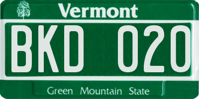 VT license plate BKD020