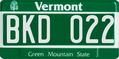 VT license plate BKD022