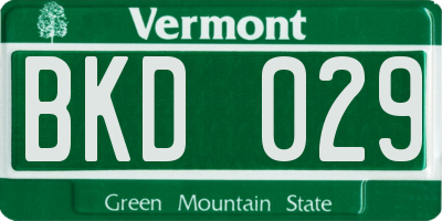 VT license plate BKD029
