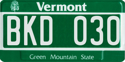 VT license plate BKD030
