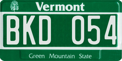 VT license plate BKD054