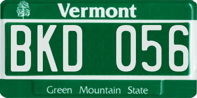 VT license plate BKD056