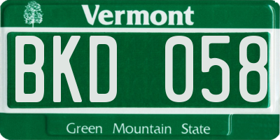 VT license plate BKD058