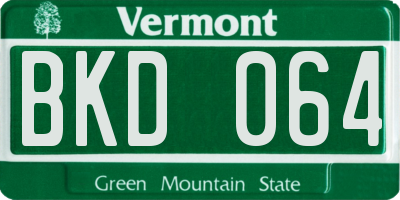 VT license plate BKD064