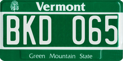 VT license plate BKD065