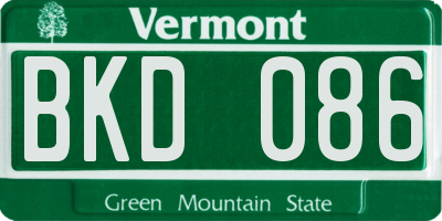 VT license plate BKD086