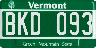 VT license plate BKD093