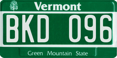 VT license plate BKD096