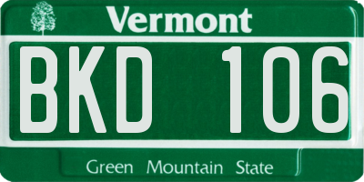 VT license plate BKD106