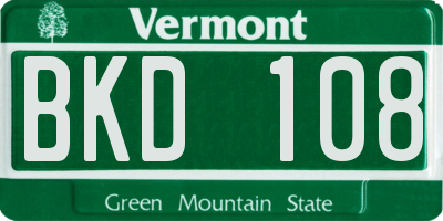 VT license plate BKD108