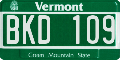 VT license plate BKD109