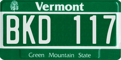 VT license plate BKD117