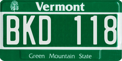 VT license plate BKD118