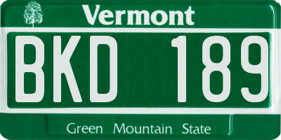 VT license plate BKD189