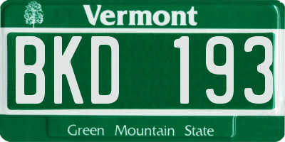 VT license plate BKD193