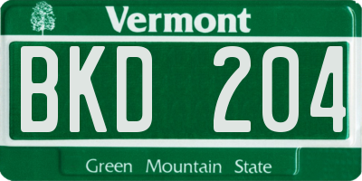 VT license plate BKD204