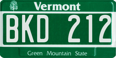 VT license plate BKD212