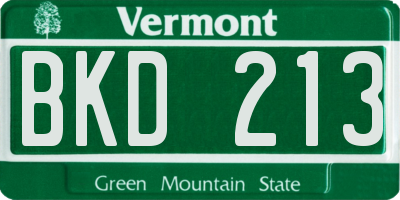VT license plate BKD213