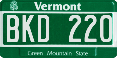 VT license plate BKD220