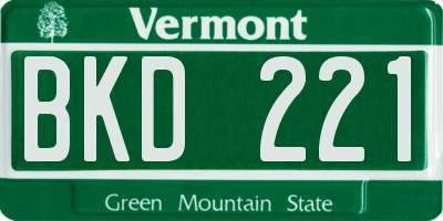 VT license plate BKD221