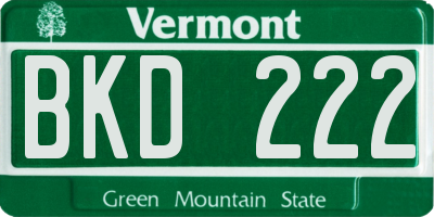 VT license plate BKD222