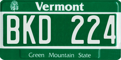 VT license plate BKD224