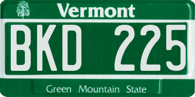 VT license plate BKD225