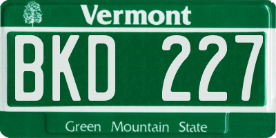 VT license plate BKD227