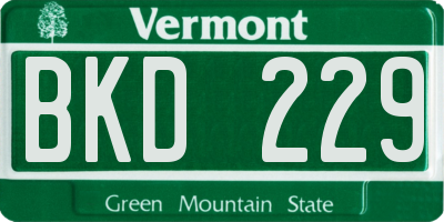 VT license plate BKD229
