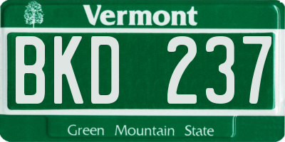 VT license plate BKD237