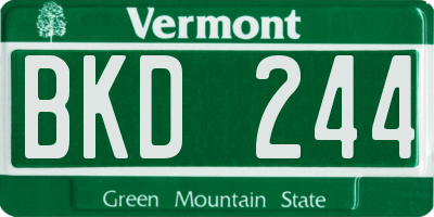 VT license plate BKD244