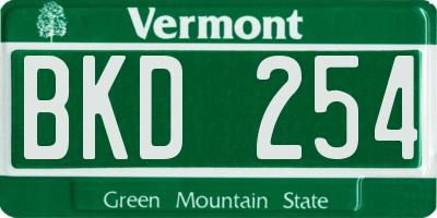 VT license plate BKD254