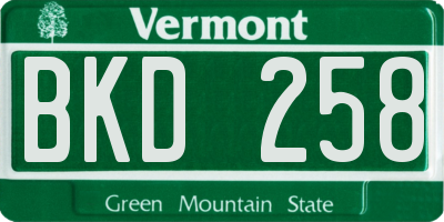 VT license plate BKD258