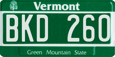 VT license plate BKD260