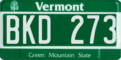 VT license plate BKD273