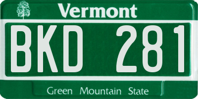 VT license plate BKD281