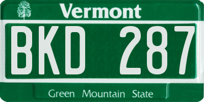 VT license plate BKD287