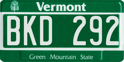 VT license plate BKD292