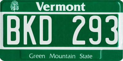 VT license plate BKD293