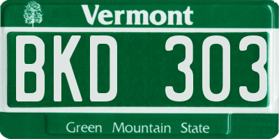 VT license plate BKD303