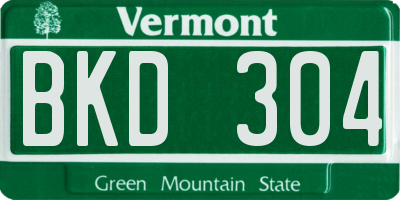 VT license plate BKD304