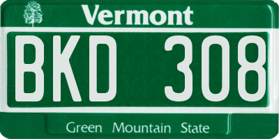 VT license plate BKD308