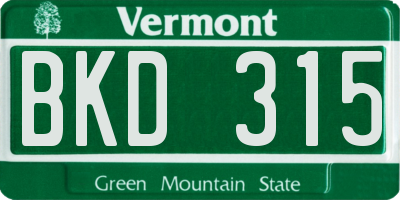 VT license plate BKD315