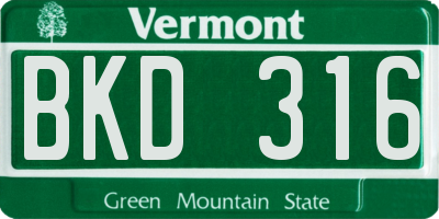 VT license plate BKD316