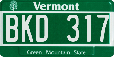 VT license plate BKD317